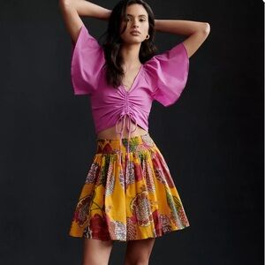 Anthropologie Let Me Be Printed Mini Skirt Size XL